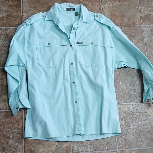 Outback Red Tops - GUC Vintage 80s Outback Red long sleeve button down shirt mint green size small